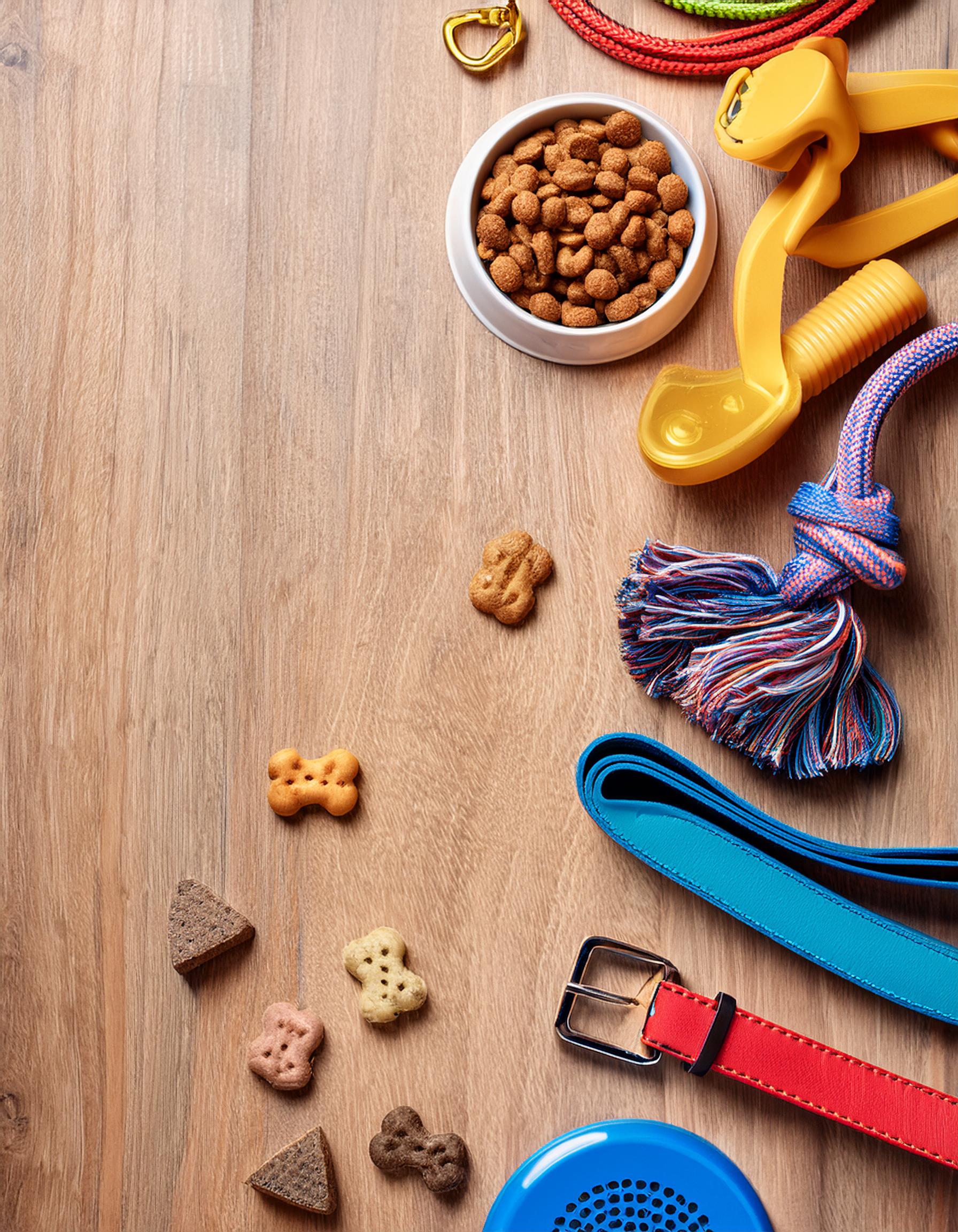 Dackel mit Zubehör in moderner Umgebung