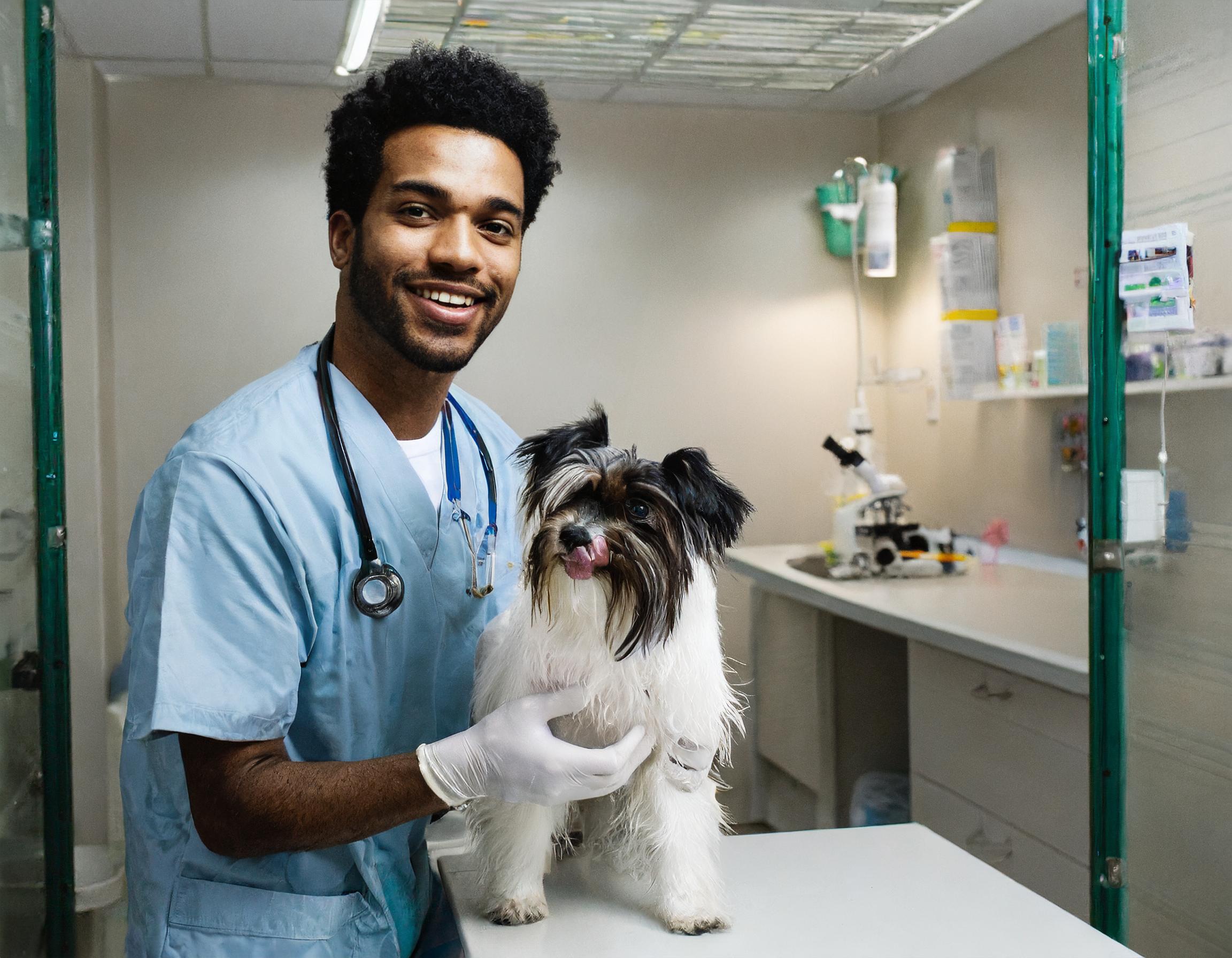 Dackel bei der Tierpflege